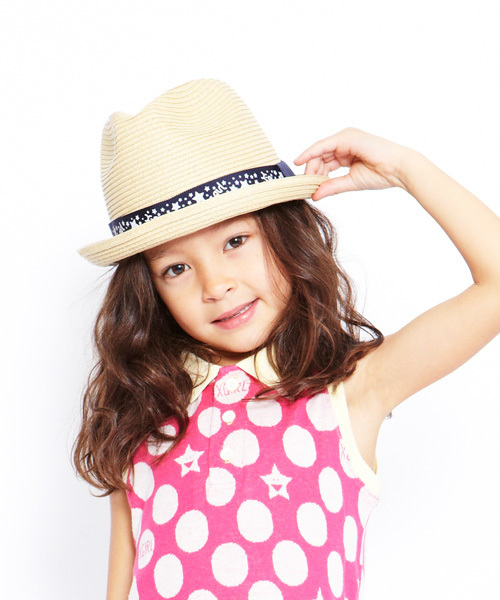 X-girl Stages（エックスガールステージス）の「XGS★  STRAW  HAT（ハット・キッズ・ブラック/ベージュ・SMALL/MEDIUM）」の4枚目の写真