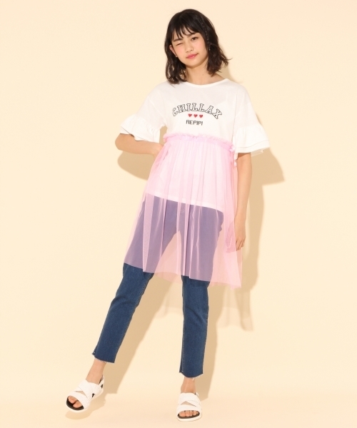 repipi armario(レピピ アルマリオ)の「チュールカサネワンピース(ワンピース・キッズ・ホワイト/ブラック・LARGE/MEDIUM/SMALL/X-SMALL)」の5枚目の写真