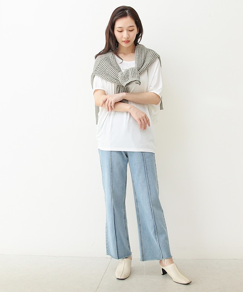 Social GIRL（ソーシャルガール）の「ワイドスリーブドルマンビックシルエットTシャツ（Tシャツ/カットソー・レディース・ブラック系その他/ホワイト/ベージュ/ライトグレー/ホワイト×ブラック/ブラック/ホワイト系その他/グレー系その他/レッド/マジェンタ/チャコールグレー/レッド系その他/ブラック×ホワイト/ネイビー/ホワイト系その他2/ホワイト系その他3/ブラック系その他2/ブラック系その他3/ブラウン/カーキ・M/S/L/LL/3L）」の22枚目の写真