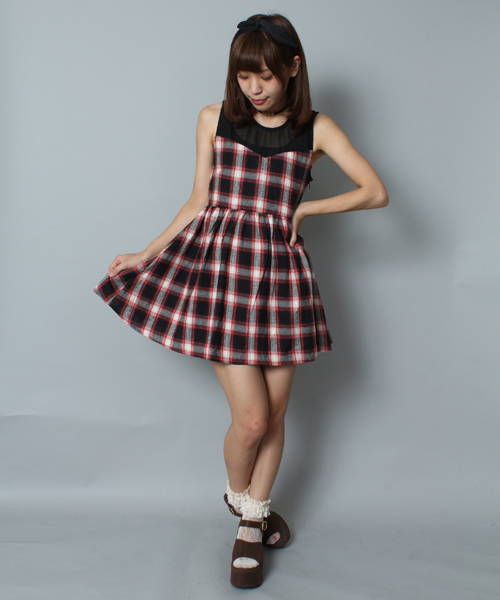 WEGO（ウィゴー）の「WEGO/オンブレチェックワンピース（ワンピース・レディース・ブラック/レッド・FREE）」の13枚目の写真
