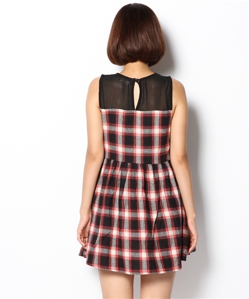 WEGO（ウィゴー）の「WEGO/オンブレチェックワンピース（ワンピース・レディース・ブラック/レッド・FREE）」の5枚目の写真