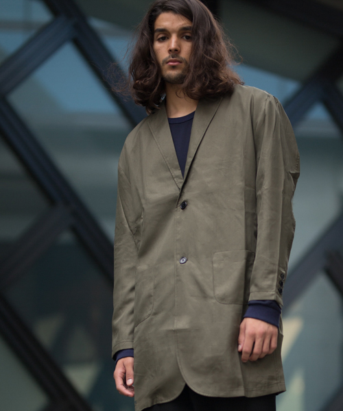 GGD SELECT（ジージーディー　セレクト）の「GGD SELECT / ドロップショルダー チェスターシャツコート（チェスターコート・メンズ・チャコールグレー/ブラック/ネイビー/カーキ・M/L）」の12枚目の写真