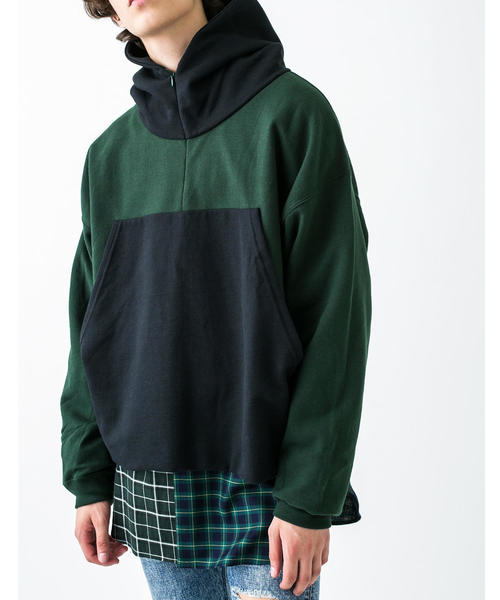 MONKEY TIME(モンキータイム)の「<PRE_> BIG KANGAROO POCKET HOODY/パーカー(パーカー・メンズ・ブラック/ダークグリーン・LARGE/X-LARGE)」の3枚目の写真