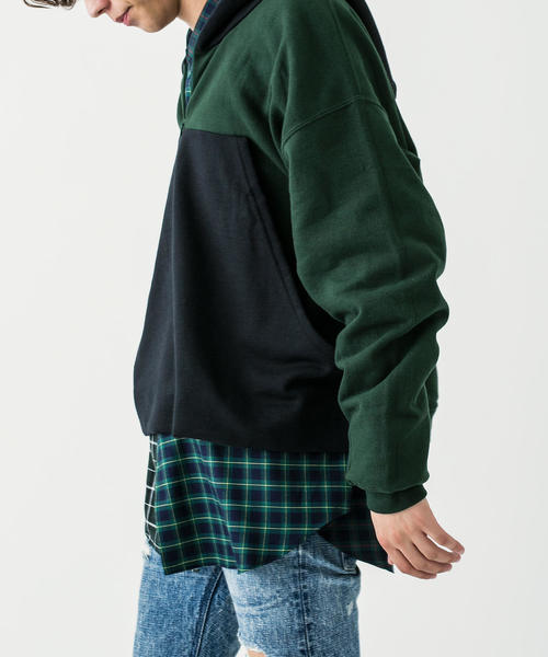 MONKEY TIME(モンキータイム)の「<PRE_> BIG KANGAROO POCKET HOODY/パーカー(パーカー・メンズ・ブラック/ダークグリーン・LARGE/X-LARGE)」の5枚目の写真