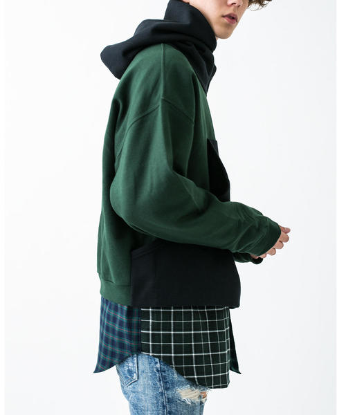MONKEY TIME(モンキータイム)の「<PRE_> BIG KANGAROO POCKET HOODY/パーカー(パーカー・メンズ・ブラック/ダークグリーン・LARGE/X-LARGE)」の6枚目の写真
