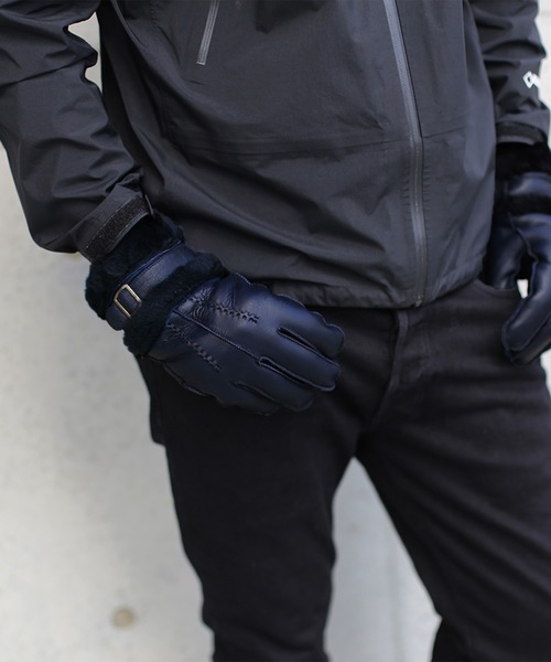 sankyo shokai（サンキョウショウカイ）の「ムートンレザー 手袋（手袋・メンズ・カーキ/ブラック/ネイビー/ブラウン・M(24cm)/L(25cm)/M/L）」の13枚目の写真