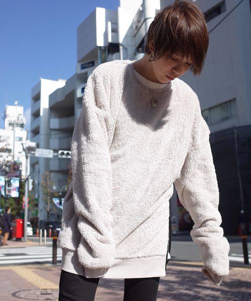 rovtski（ロフトスキー）の「rovtski【ビッグシルエット】ウォーマーボア&チェックフリースクルーネック/WARMER BOA 2018 CREW NECK（ニット/セーター・レディース・ブラック/ブラック×ホワイト/レッド系その他/ライトグレー/モカ・FREE）」の9枚目の写真