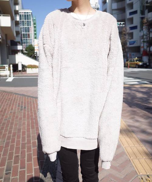 rovtski（ロフトスキー）の「rovtski【ビッグシルエット】ウォーマーボア&チェックフリースクルーネック/WARMER BOA 2018 CREW NECK（ニット/セーター・レディース・ブラック/ブラック×ホワイト/レッド系その他/ライトグレー/モカ・FREE）」の11枚目の写真