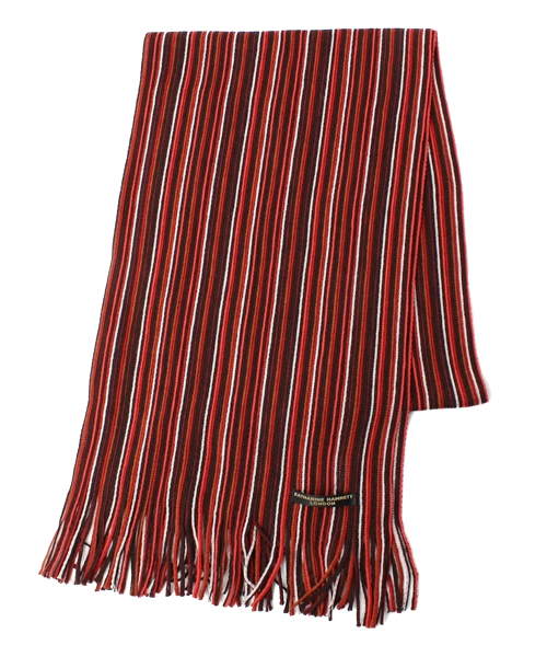 KATHARINE HAMNETT LONDON （キャサリンハムネットロンドン）の「MULTI STRIPE RUSSELL / マルチストライプラッセルマフラー（マフラー・メンズ・ワイン/ブルー/ブラック・FREE）」の3枚目の写真