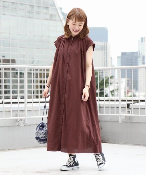 coen（コーエン）の「【新色追加・WEB限定カラー⇒コバルトブルー】インディアンコットンギャザーワンピース（ワンピース・レディース・ベージュ/ネイビー/コバルトブルー/パープル/ブラック/その他/ダークグリーン/ダークブラウン・FREE）」の3枚目の写真