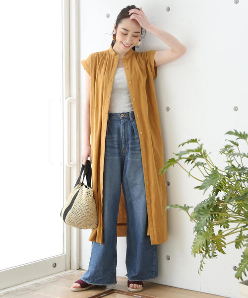 coen（コーエン）の「【新色追加・WEB限定カラー⇒コバルトブルー】インディアンコットンギャザーワンピース（ワンピース・レディース・ベージュ/ネイビー/コバルトブルー/パープル/ブラック/その他/ダークグリーン/ダークブラウン・FREE）」の4枚目の写真