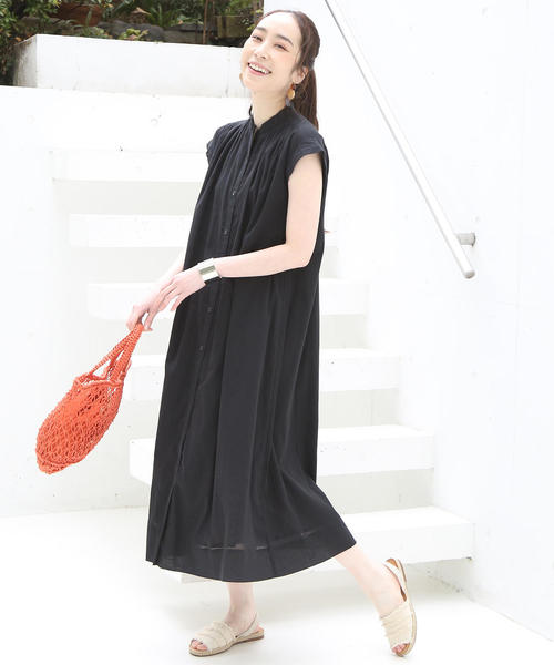 coen（コーエン）の「【新色追加・WEB限定カラー⇒コバルトブルー】インディアンコットンギャザーワンピース（ワンピース・レディース・ベージュ/ネイビー/コバルトブルー/パープル/ブラック/その他/ダークグリーン/ダークブラウン・FREE）」の9枚目の写真