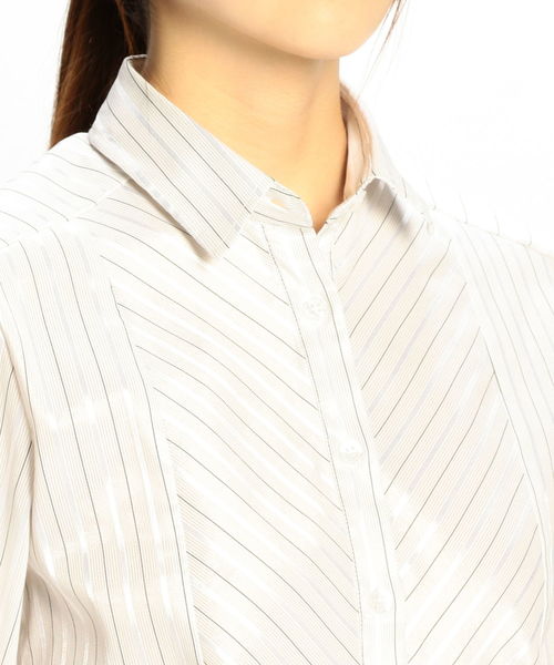 NARACAMICIE（ナラカミーチェ）の「イタリアン細ストライプ切替長袖シャツ（シャツ/ブラウス・レディース・パープル/グレー/ブルー・SMALL/MEDIUM/LARGE）」の14枚目の写真