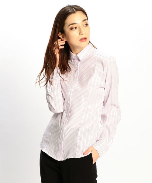 NARACAMICIE（ナラカミーチェ）の「イタリアン細ストライプ切替長袖シャツ（シャツ/ブラウス・レディース・パープル/グレー/ブルー・SMALL/MEDIUM/LARGE）」の15枚目の写真