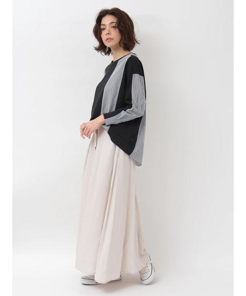 Editt by YECCA VECCA(エディットバイイェッカヴェッカ)の「P.ストライプ切替プルオ-バ-(Tシャツ/カットソー・レディース・ブラック/杢グレー・FREE)」の13枚目の写真