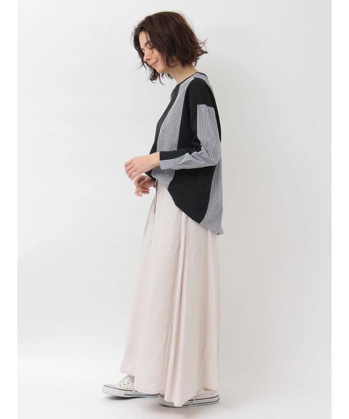 Editt by YECCA VECCA(エディットバイイェッカヴェッカ)の「P.ストライプ切替プルオ-バ-(Tシャツ/カットソー・レディース・ブラック/杢グレー・FREE)」の12枚目の写真