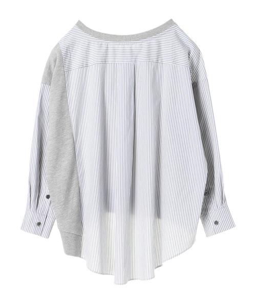 Editt by YECCA VECCA(エディットバイイェッカヴェッカ)の「P.ストライプ切替プルオ-バ-(Tシャツ/カットソー・レディース・ブラック/杢グレー・FREE)」の6枚目の写真