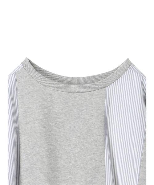 Editt by YECCA VECCA(エディットバイイェッカヴェッカ)の「P.ストライプ切替プルオ-バ-(Tシャツ/カットソー・レディース・ブラック/杢グレー・FREE)」の5枚目の写真