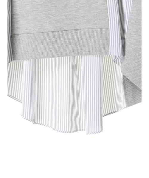 Editt by YECCA VECCA(エディットバイイェッカヴェッカ)の「P.ストライプ切替プルオ-バ-(Tシャツ/カットソー・レディース・ブラック/杢グレー・FREE)」の3枚目の写真