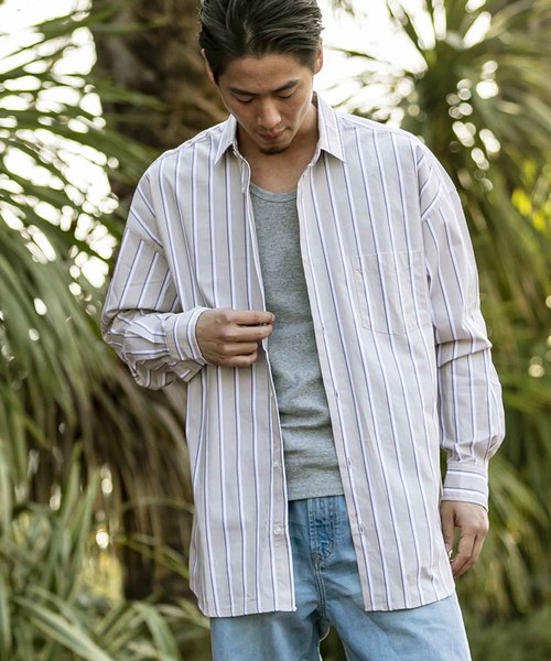 A.S.M（エーエスエム）の「コットンブロード ／ オーバーサイズ ビッグシルエット シャツ（長袖）（シャツ/ブラウス・メンズ・ホワイト/サックスブルー/ブラック/ベージュ/ネイビー・48/50）」の3枚目の写真