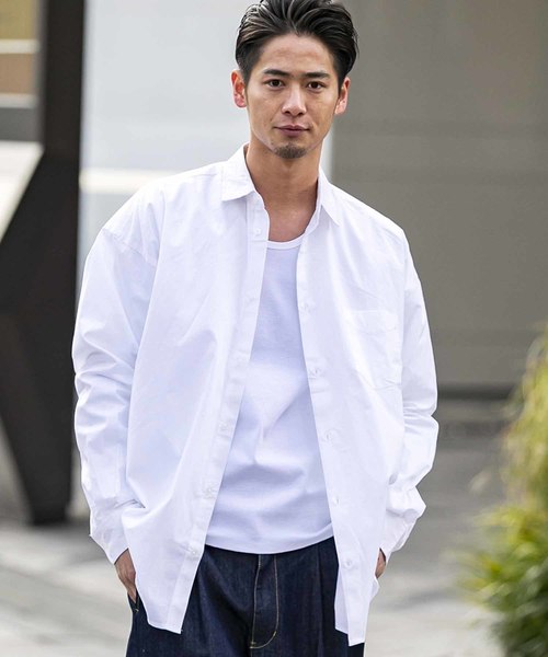 A.S.M（エーエスエム）の「コットンブロード ／ オーバーサイズ ビッグシルエット シャツ（長袖）（シャツ/ブラウス・メンズ・ホワイト/サックスブルー/ブラック/ベージュ/ネイビー・48/50）」の21枚目の写真