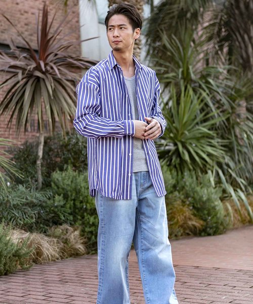 A.S.M（エーエスエム）の「コットンブロード ／ オーバーサイズ ビッグシルエット シャツ（長袖）（シャツ/ブラウス・メンズ・ホワイト/サックスブルー/ブラック/ベージュ/ネイビー・48/50）」の6枚目の写真