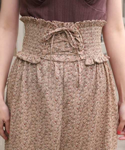 one after another NICE CLAUP(ワンアフターアナザーナイスクラップ)の「レースアップ プリーツパンツ(その他パンツ・レディース・ブラック/ベージュ/ミント/ドット・FREE)」の8枚目の写真