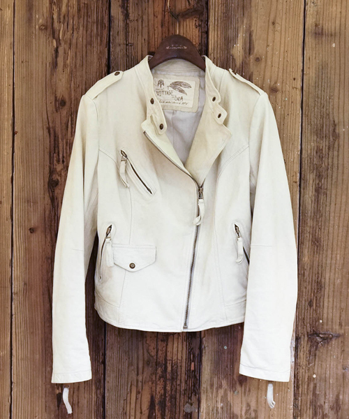 goa（ゴア）の「ﾚｻﾞｰﾗｲﾀﾞｰｽｼﾞｬｹｯﾄ（ライダースジャケット・レディース・アイボリー/ベージュ/キャメル・FREE）」の2枚目の写真