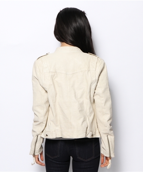 goa（ゴア）の「ﾚｻﾞｰﾗｲﾀﾞｰｽｼﾞｬｹｯﾄ（ライダースジャケット・レディース・アイボリー/ベージュ/キャメル・FREE）」の6枚目の写真