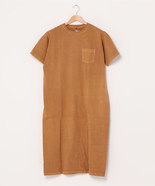 Good On（グッドオン）の「Good On/グッドオン　S/S POCKET TEE MAXI ONE PIECE（ワンピース・レディース・チャコールグレー/ライトブルー/マスタード/ナチュラル/モカ/ネイビー/レッド/ブラック系その他2/コーラルピンク/バイオレット/ブルー系その他/セージグリーン・FREE）」の4枚目の写真