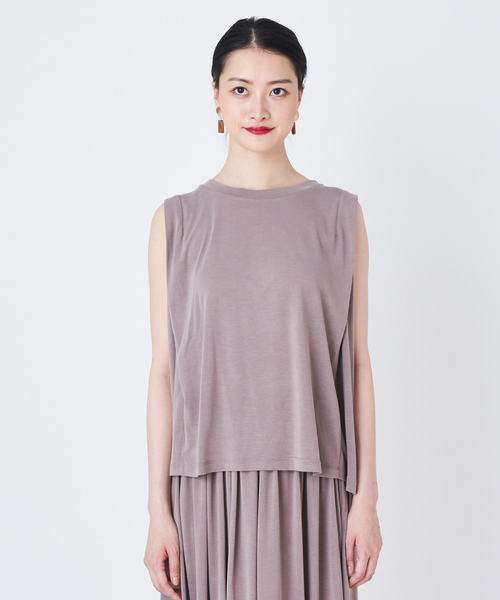 COLONY 2139(コロニートゥーワンスリーナイン)の「レーヨン天竺タックノースリーブトップス(Tシャツ/カットソー・レディース・ブラック/グレイッシュベージュ/ボルドー・FREE)」の10枚目の写真