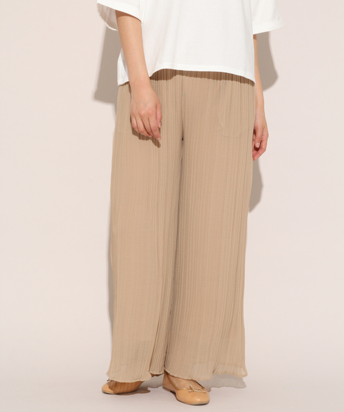 apres jour（アプレジュール）の「プリーツシフォンパンツ【ZOZOTOWN限定アイテム】（その他パンツ・レディース・ブラック/ベージュ/ライトブラウン/スモークピンク・フリー）」の3枚目の写真
