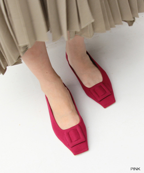 RANDA（ランダ）の「バックルスクエアトゥカッターパンプス（パンプス・レディース・ブラック/ブロンズ/クリーム/イエロー/ピンク/パイソン/ホワイト/ライトイエロー・25/22/25.5/22.5/24.5/23.5/23/24）」の7枚目の写真