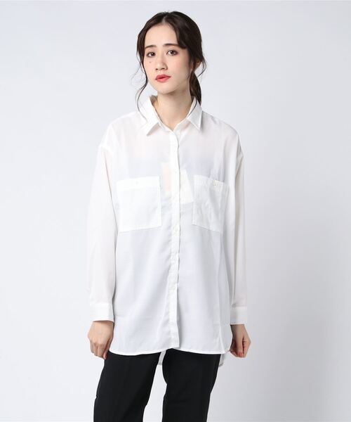 Culture Medium（カルチャーミディアム）の「EガーゼポケットBIGシャツ（シャツ/ブラウス・レディース・ホワイト/ブラック/ベージュ/ブラウン/カーキ・FREE）」の2枚目の写真