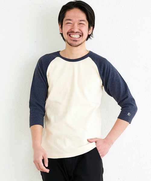KRIFF MAYER（クリフメイヤー）の「スーパーヘビーリップル7分袖TEE（Tシャツ/カットソー・メンズ・ネイビー/ナチュラル/ブラック/チャコールグレー×ブラック/ホワイト×ネイビー/グレー・X-LARGE/LARGE/MEDIUM/SMALL）」の2枚目の写真