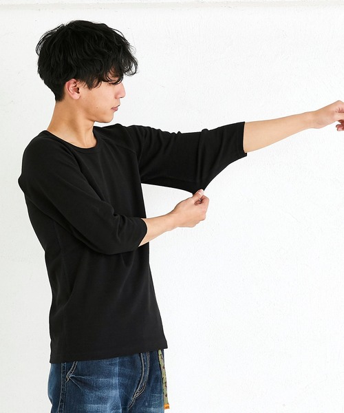 KRIFF MAYER（クリフメイヤー）の「スーパーヘビーリップル7分袖TEE（Tシャツ/カットソー・メンズ・ネイビー/ナチュラル/ブラック/チャコールグレー×ブラック/ホワイト×ネイビー/グレー・X-LARGE/LARGE/MEDIUM/SMALL）」の16枚目の写真