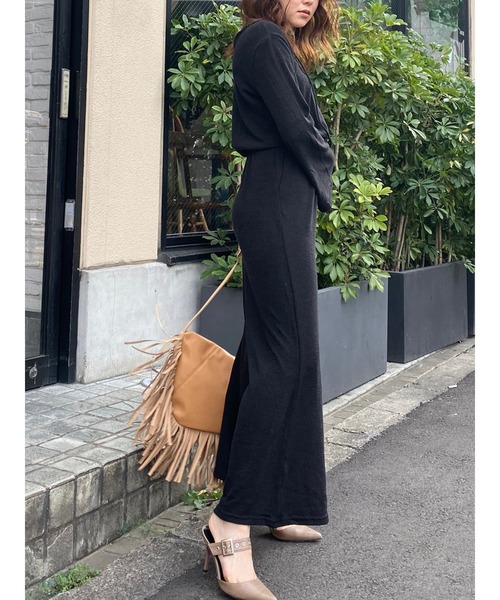 EGOIST(エゴイスト)の「バストレースUP長袖オールインワン(サロペット/オーバーオール・レディース・ブラック/ライトブラウン・FREE)」の7枚目の写真