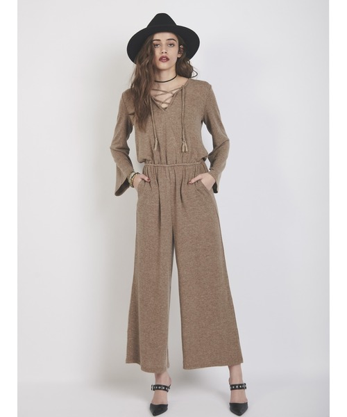 EGOIST(エゴイスト)の「バストレースUP長袖オールインワン(サロペット/オーバーオール・レディース・ブラック/ライトブラウン・FREE)」の17枚目の写真