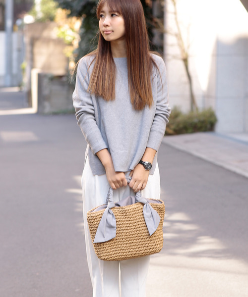 セール カシュカシュ Cachecache ギャザーハンドル下がりリボン手編みトートバッグ かごバッグ Cache Cache カシュ カシュ のファッション通販 Zozotown