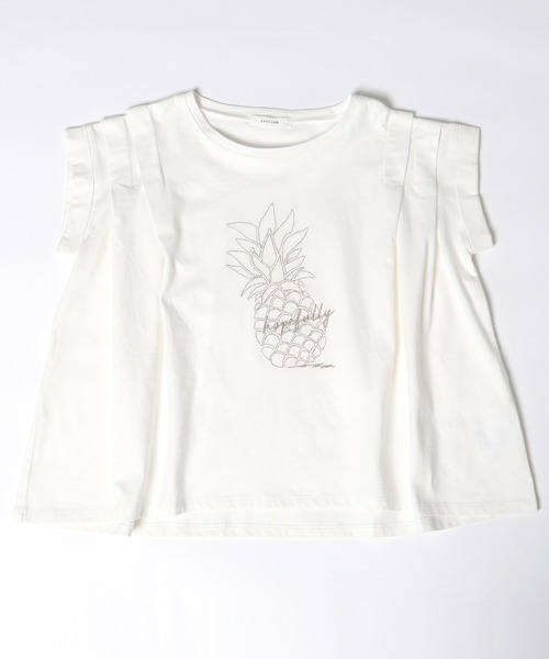 BAYFLOW（ベイフロー）の「[KIDS]シシュウモチーフT（Tシャツ/カットソー・キッズ・ホワイト/ラベンダー/チャコール・SMALL/LARGE/XX-LARGE）」の4枚目の写真