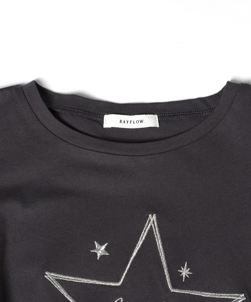 BAYFLOW（ベイフロー）の「[KIDS]シシュウモチーフT（Tシャツ/カットソー・キッズ・ホワイト/ラベンダー/チャコール・SMALL/LARGE/XX-LARGE）」の8枚目の写真