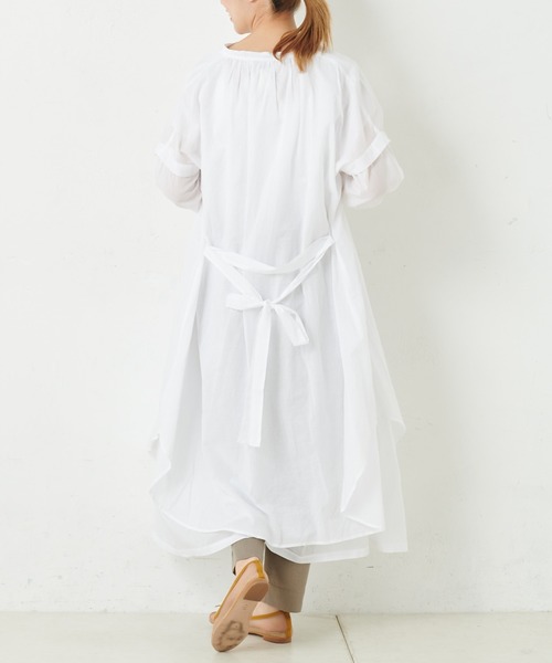 PUAL CE CIN(ピュアルセシン)の「ボイルオーバーシャツワンピース(シャツワンピース・レディース・グリーン/ネイビー/ホワイト/ブラック/グレイッシュベージュ・FREE)」の10枚目の写真