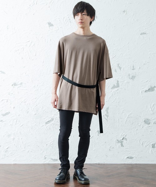 MinoriTY（マイノリティ）の「メンズウエストベルトロング丈半袖カットソー（Tシャツ/カットソー・メンズ・グリーン/モカ・M/L）」の14枚目の写真