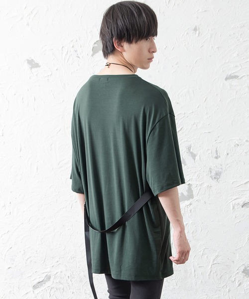 MinoriTY（マイノリティ）の「メンズウエストベルトロング丈半袖カットソー（Tシャツ/カットソー・メンズ・グリーン/モカ・M/L）」の12枚目の写真