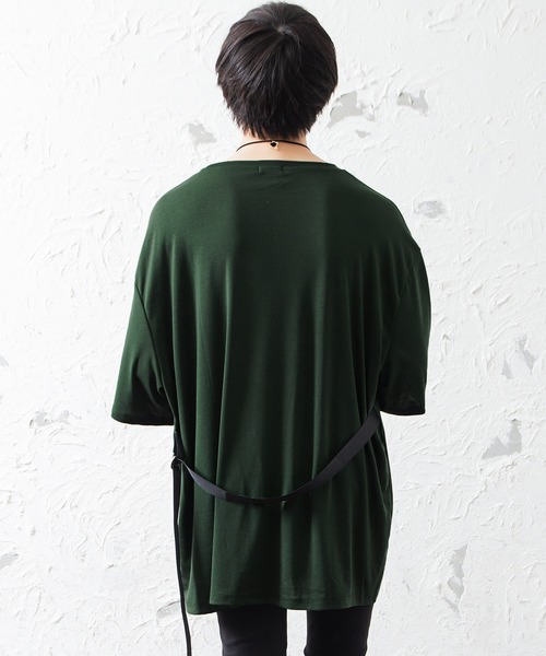 メンズウエストベルトロング丈半袖カットソー（Tシャツ/カットソー