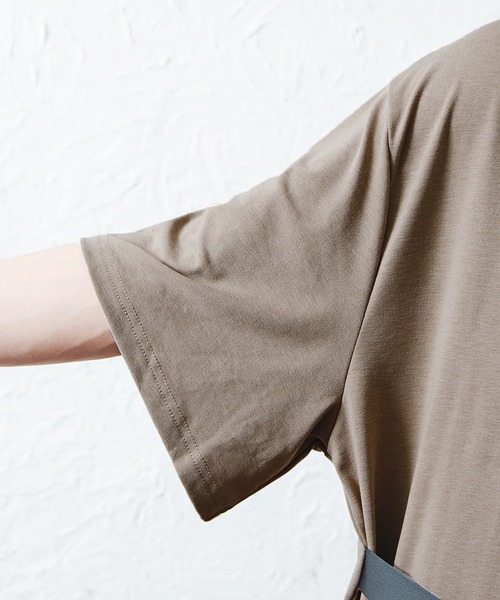 MinoriTY（マイノリティ）の「メンズウエストベルトロング丈半袖カットソー（Tシャツ/カットソー・メンズ・グリーン/モカ・M/L）」の4枚目の写真