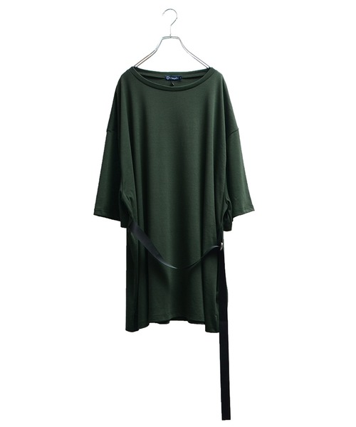 MinoriTY（マイノリティ）の「メンズウエストベルトロング丈半袖カットソー（Tシャツ/カットソー・メンズ・グリーン/モカ・M/L）」の3枚目の写真