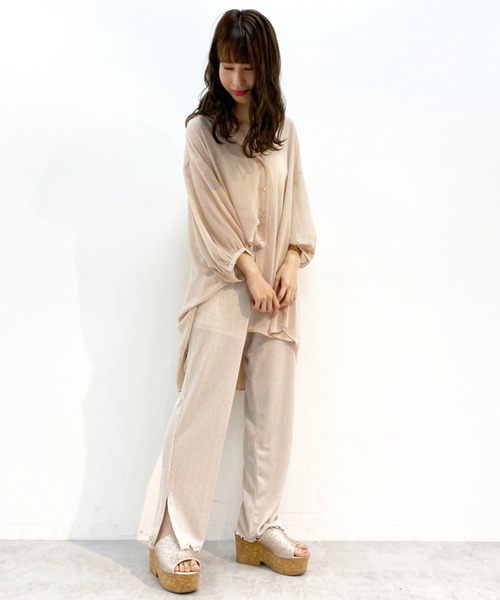 one after another NICE CLAUP(ワンアフターアナザーナイスクラップ)の「ランダムテレコプリーツパンツ(その他パンツ・レディース・ベージュ/アイボリー/ブルーグレー・FREE)」の7枚目の写真