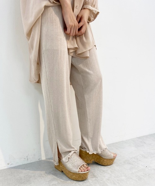 one after another NICE CLAUP(ワンアフターアナザーナイスクラップ)の「ランダムテレコプリーツパンツ(その他パンツ・レディース・ベージュ/アイボリー/ブルーグレー・FREE)」の8枚目の写真