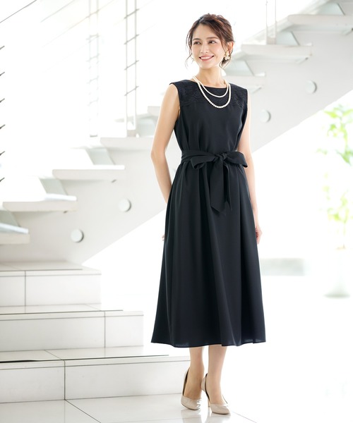 セール 4way ウエストリボン付きレース重ね アコーディオンプリーツデザインワンピース 裏地付 ワンピース White Collection ホワイトコレクション のファッション通販 Zozotown